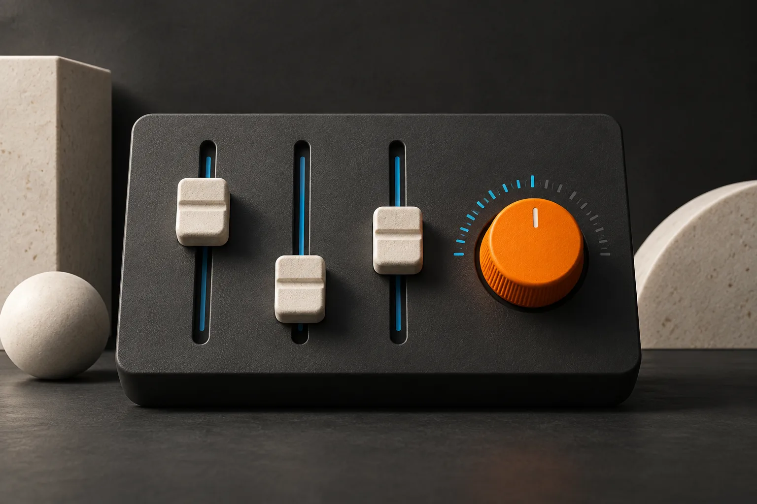 Three sliders and an orange dial represent deliberate campaign adjustments.