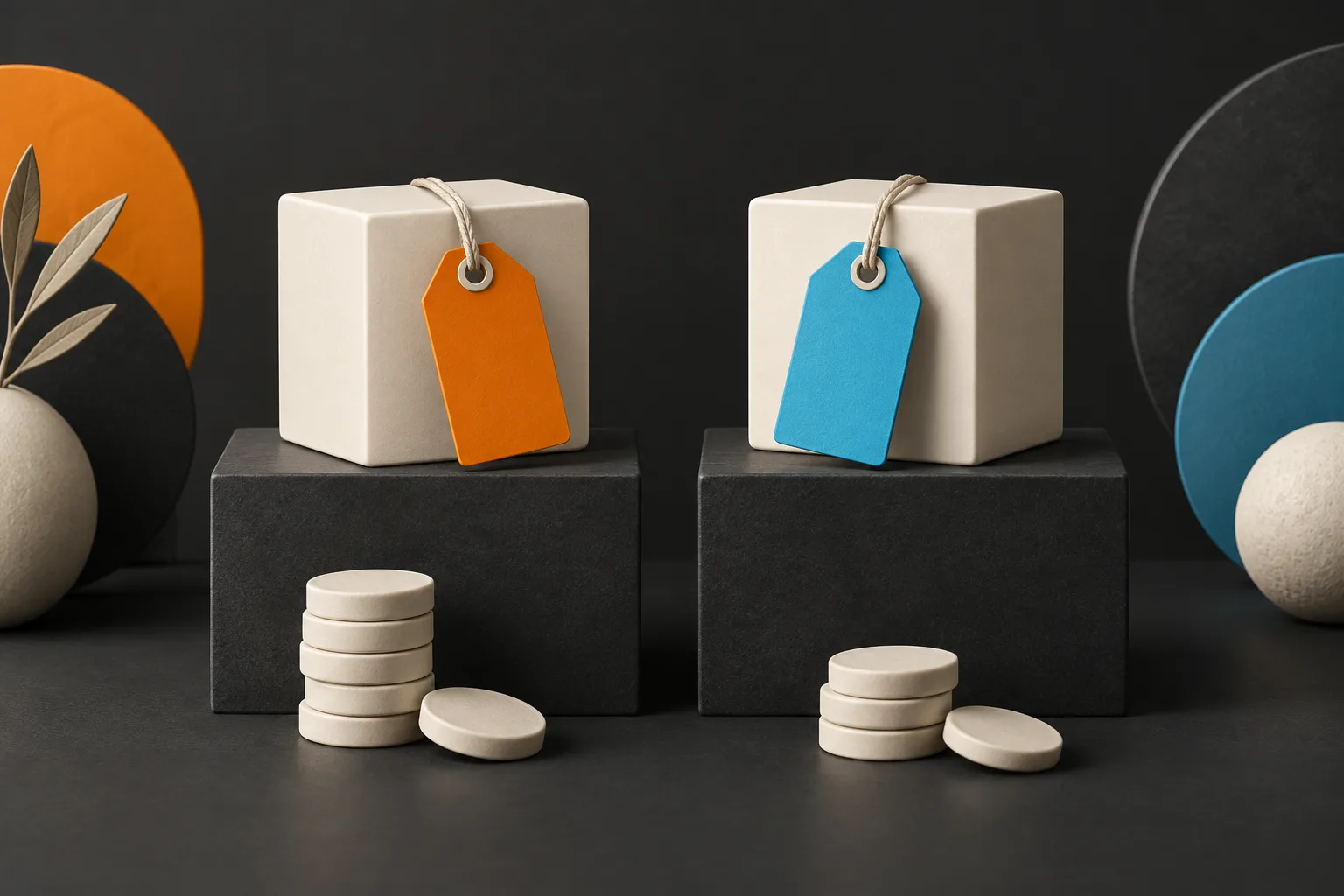 Identical products with different tags and token stacks represent a price test.